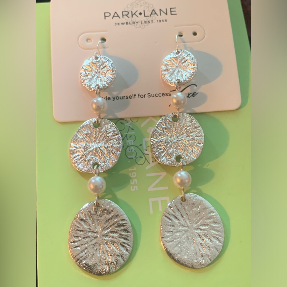 Park Lane Maren Silver and Pearl Dangle Earrings *NEW*